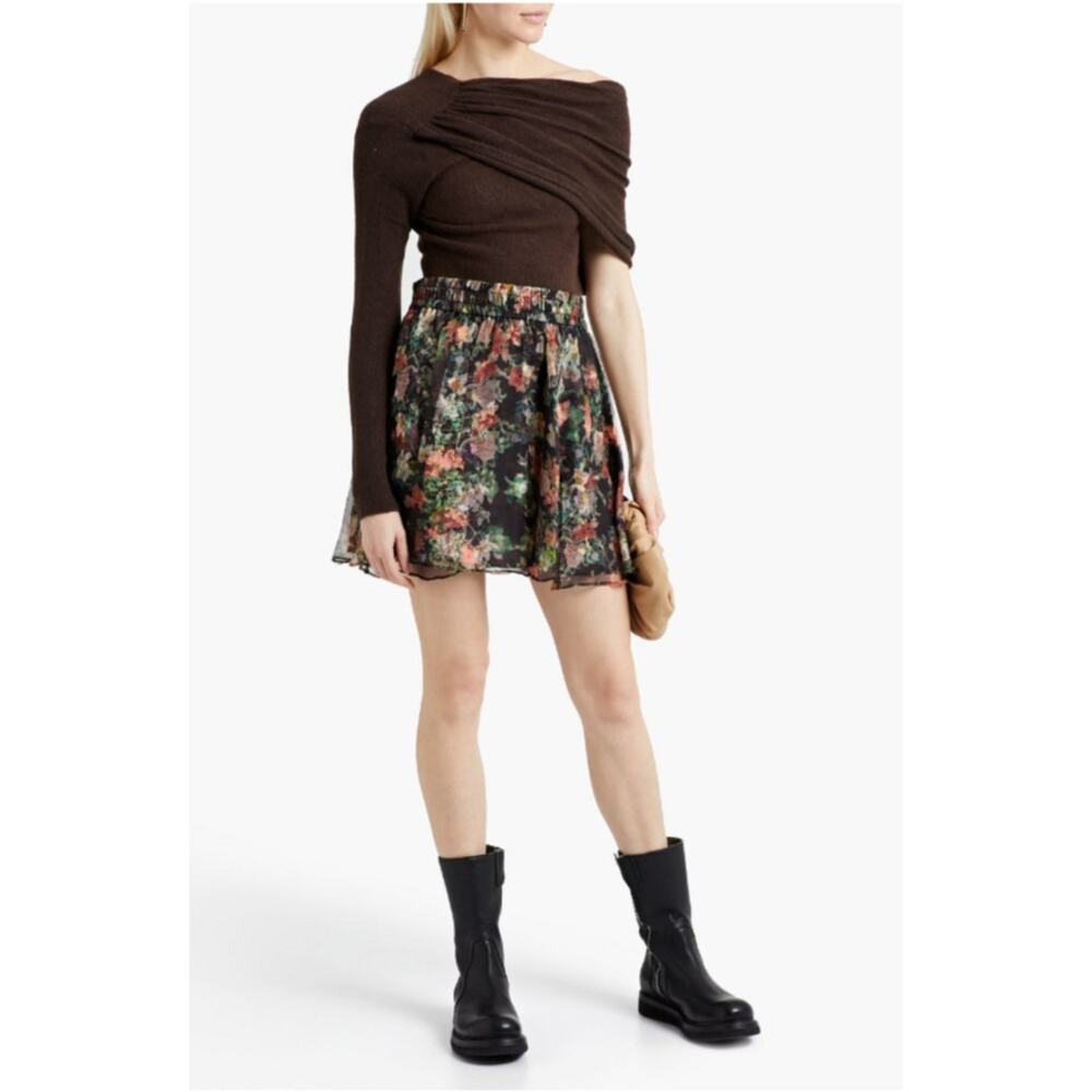 Alice & Olivia - Dionne Floral Print Silk Mini Skirt - Size 8